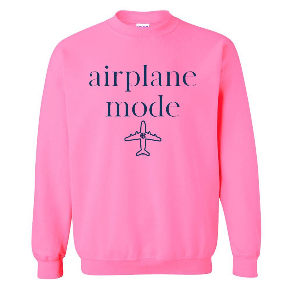 Monogrammed Airplane Mode Neon Crewneck Sweatshirt United Monograms