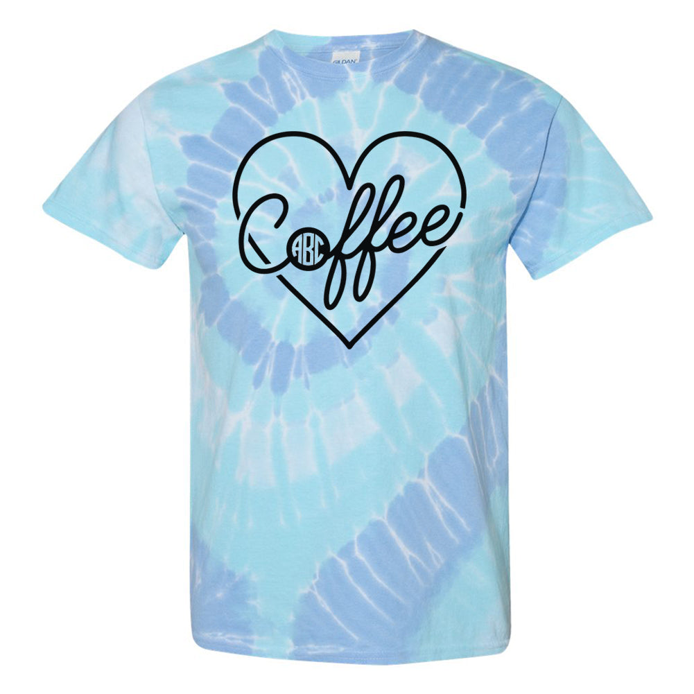 Monogrammed 'Tie Dye Coffee Heart' T-Shirt