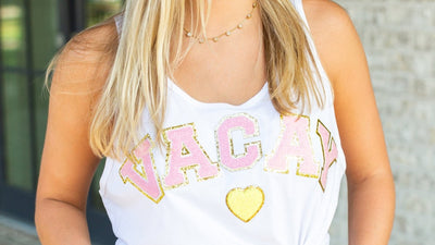 Letter Patch Tank Tops - United Monograms