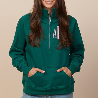 Monogrammed Pocket Quarter Zip Sweatshirt