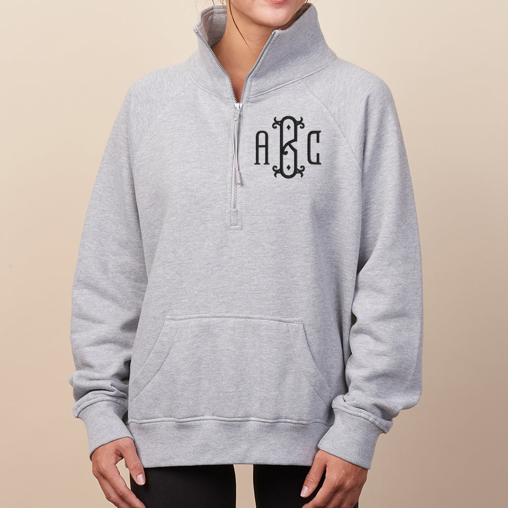 Monogrammed Pocket Quarter Zip Sweatshirt