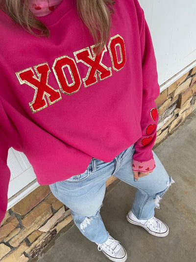 XOXO Red Letter Patch Crewneck Sweatshirt