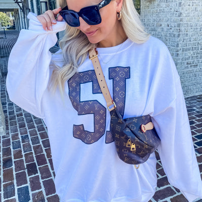 Initialed 'Pattern' Big Print Crewneck Sweatshirt