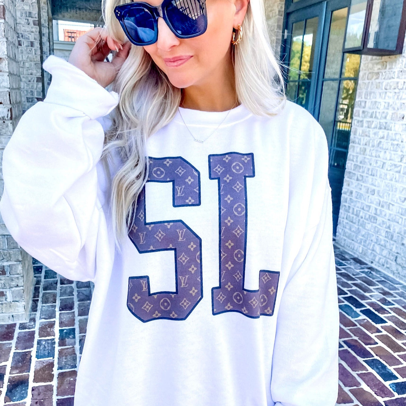 Initialed 'Pattern' Big Print Crewneck Sweatshirt