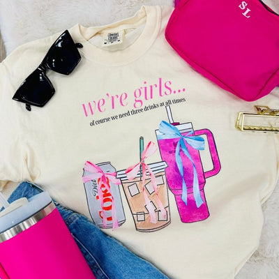 'We're Girls' Bow Drinks T-Shirt