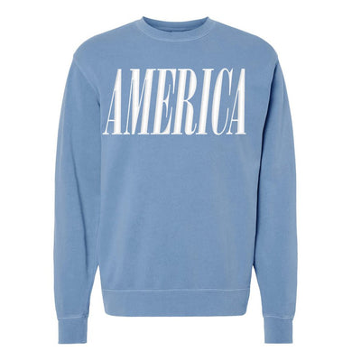 'America' PUFF Pigment Dyed Crewneck Sweatshirt - United Monograms