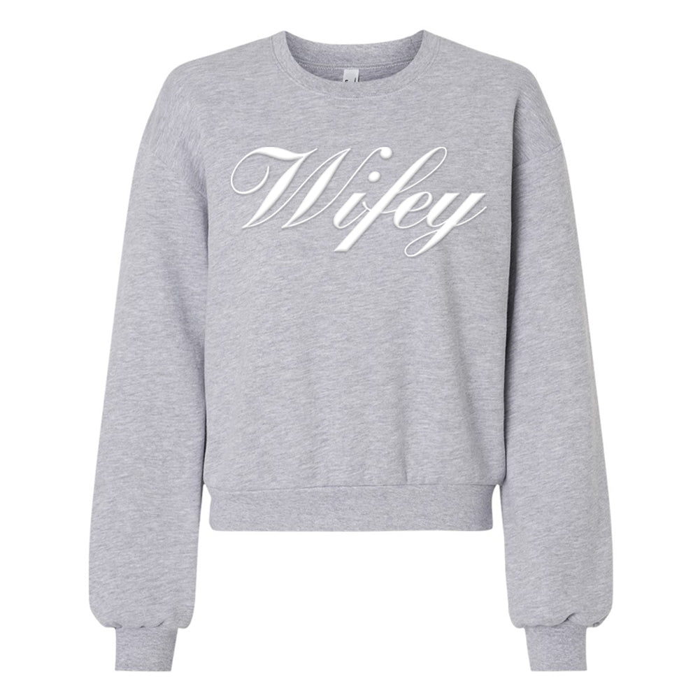 American Apparel 'Wifey' PUFF Cropped Sweatshirt - United Monograms