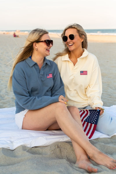 American Flag Coastal Pullover - United Monograms