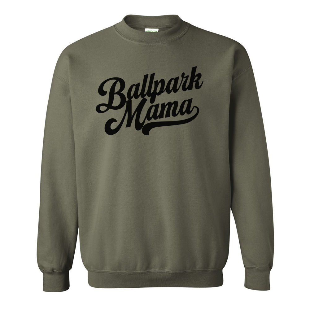 'Ballpark Mama Script' Crewneck Sweatshirt - United Monograms