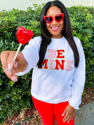 Be Mine Letter Patch Crewneck Sweatshirt - United Monograms