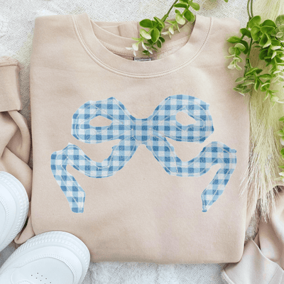 'Blue Gingham' Appliqué Stitch Cozy Crew - United Monograms