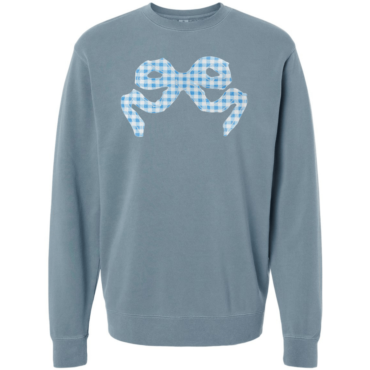 'Blue Gingham' Appliqué Stitch Cozy Crew - United Monograms