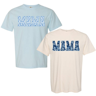 'Blue & White Chinoiserie Mama' T-Shirt - United Monograms