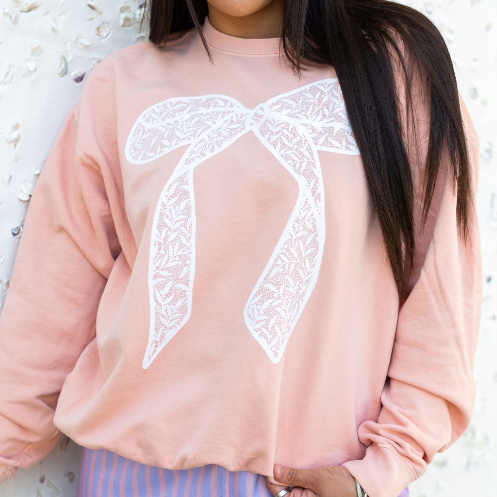 Bow 'Lace It Up' Lightweight Sweatshirt - United Monograms