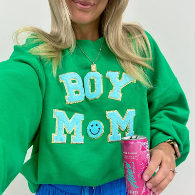 Boy Mom Letter Patch Sweatshirt - United Monograms