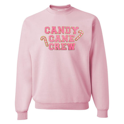 'Candy Cane Crew' Letter Patch Crewneck Sweatshirt - United Monograms