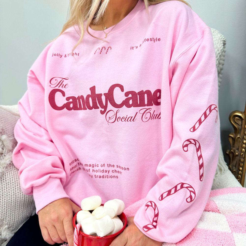 'Candy Cane Social Club' Crewneck Sweatshirt - United Monograms