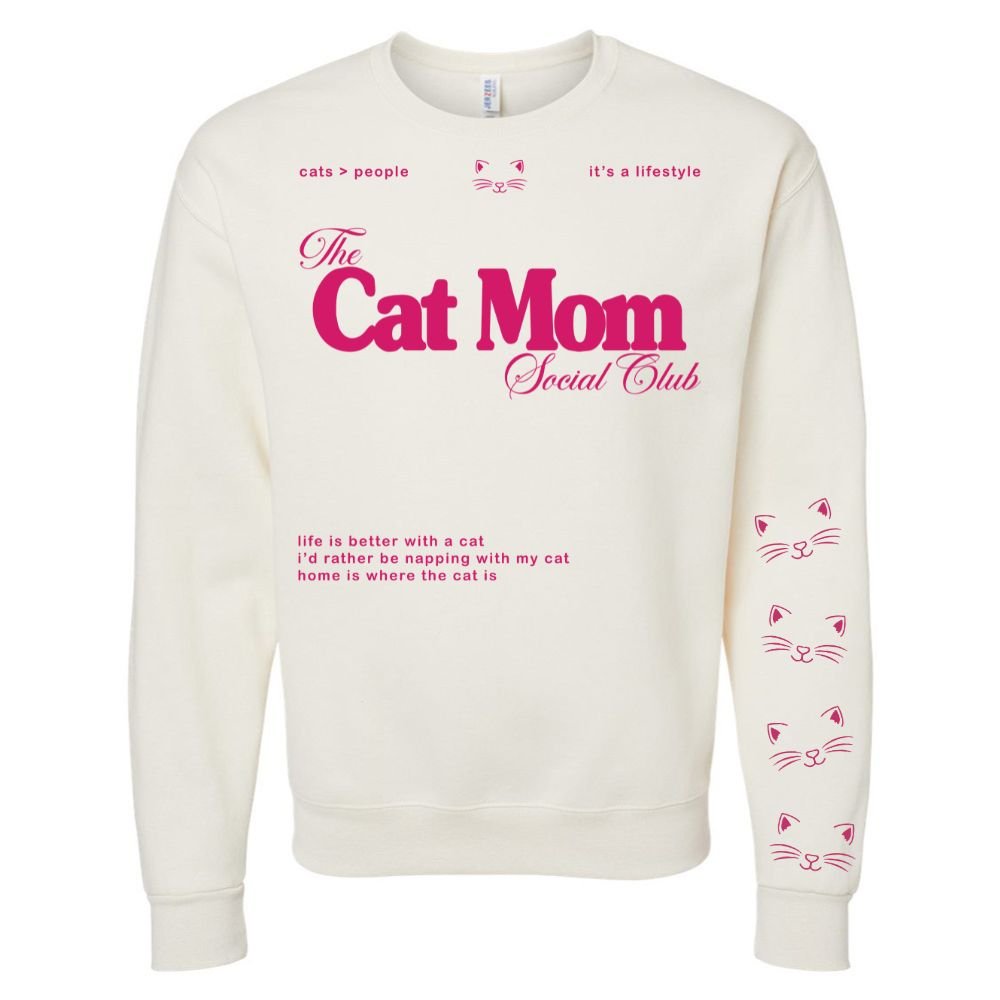 ‘Cat Mom Social Club' Crewneck Sweatshirt - United Monograms