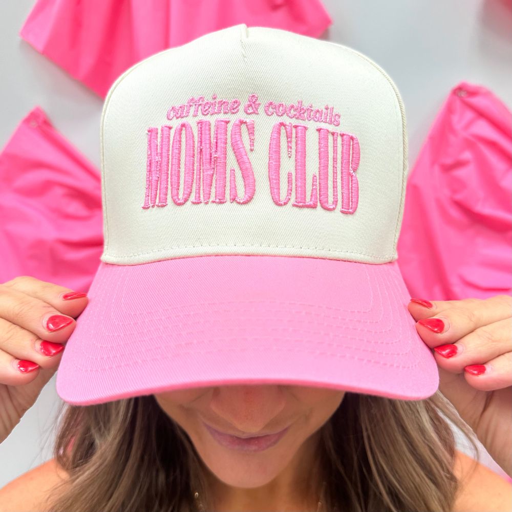 'Coffee & Cocktails Moms Club' 3D Embroidered Snapback Trucker Hat - United Monograms