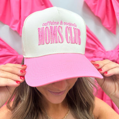 'Coffee & Cocktails Moms Club' 3D Embroidered Snapback Trucker Hat - United Monograms