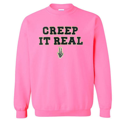 'Creep It Real' Letter Patch Crewneck Sweatshirt - United Monograms