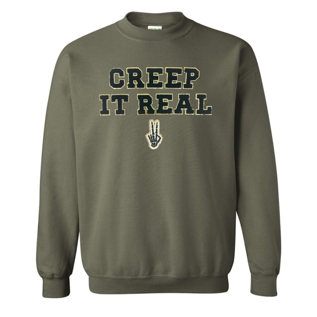 'Creep It Real' Letter Patch Crewneck Sweatshirt - United Monograms