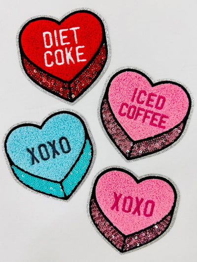 'Diet Coke Candy Heart' Letter Patch Crewneck Sweatshirt - United Monograms