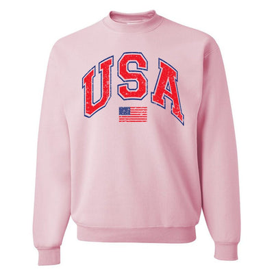 'Distressed USA' Crewneck Sweatshirt - United Monograms