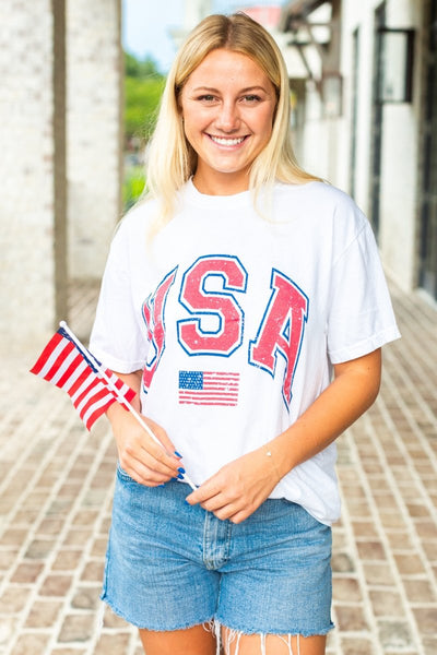 'Distressed USA' T-Shirt - United Monograms