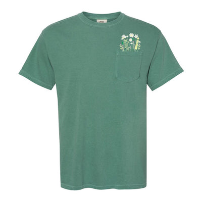 Embroidered 'Floral Pocket' Pocket T-Shirt - United Monograms