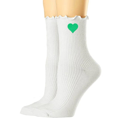 Embroidered Heart Ruffle Socks - United Monograms