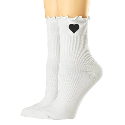 Embroidered Heart Ruffle Socks - United Monograms