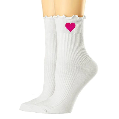 Embroidered Heart Ruffle Socks - United Monograms