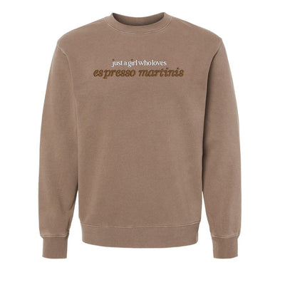 Embroidered 'Just A Girl Who Loves Espresso Martinis' Cozy Crew - United Monograms