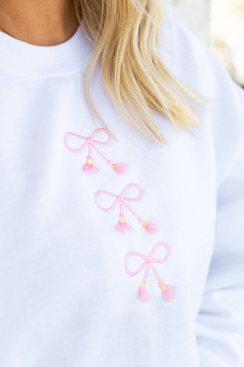 Embroidered Tasseled 'Bows' Sweatshirt - United Monograms