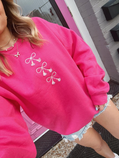 Embroidered Tasseled 'Bows' Sweatshirt - United Monograms