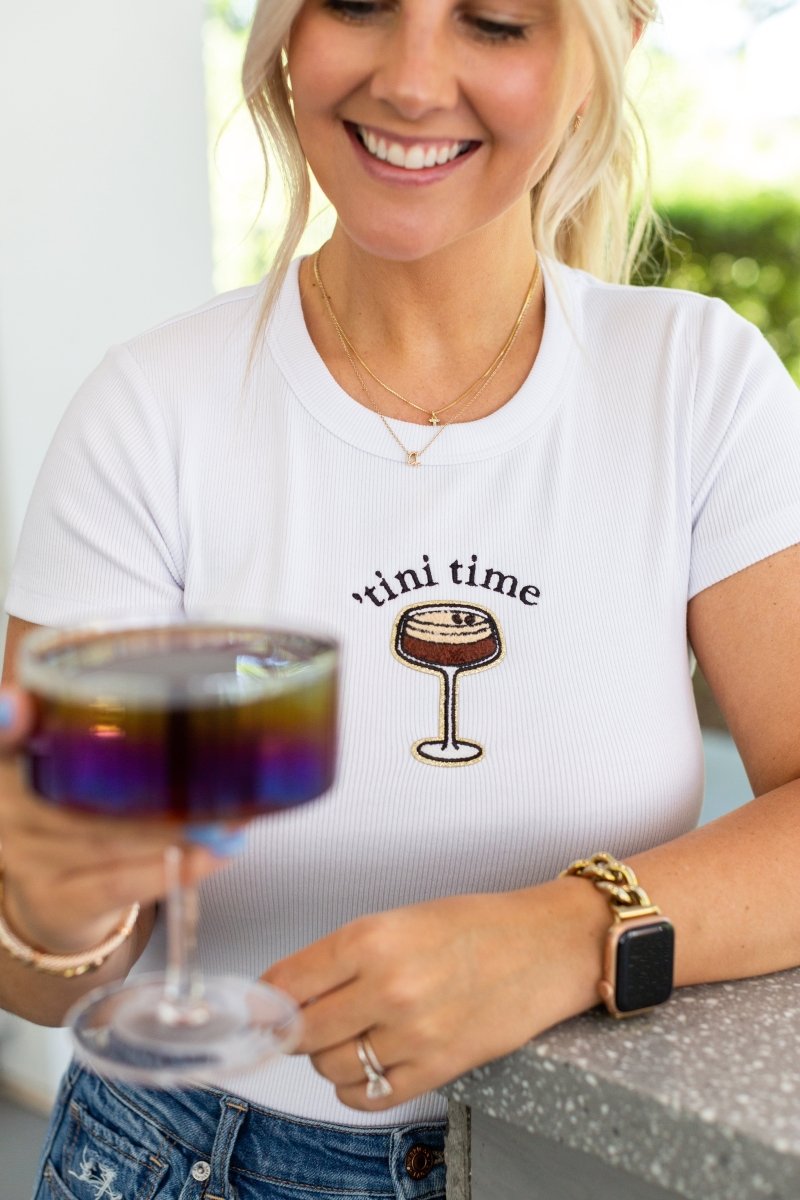 'Espresso 'Tini Time' Ribbed Tee - United Monograms