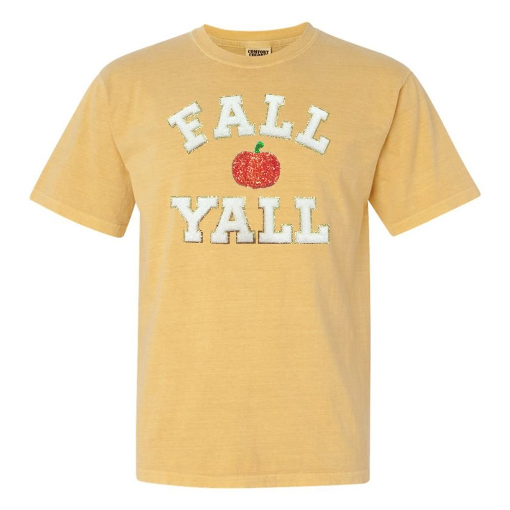 'Fall Y'all Sequin Pumpkin' Letter Patch T - Shirt - United Monograms