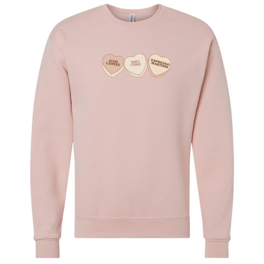 ‘Favorite Drinks Candy Hearts' Crewneck Sweatshirt - United Monograms