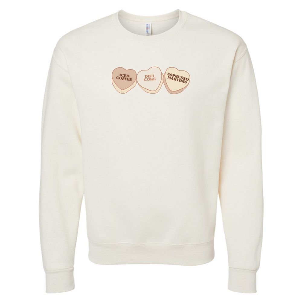 ‘Favorite Drinks Candy Hearts' Crewneck Sweatshirt - United Monograms