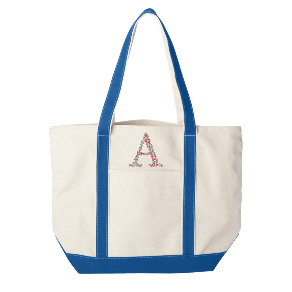 'Floral Initial' Canvas Boat Tote - United Monograms