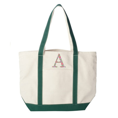 'Floral Initial' Canvas Boat Tote - United Monograms