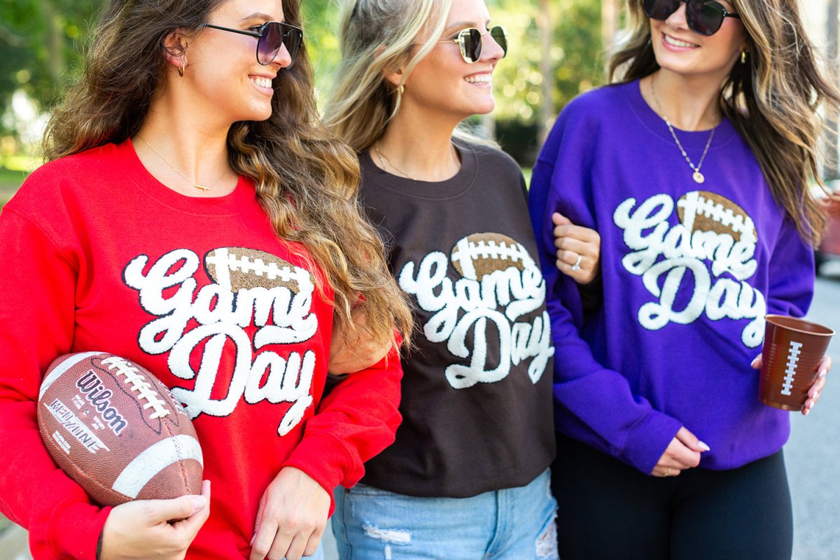 Football 'Game Day' Letter Patch Crewneck Sweatshirt - United Monograms