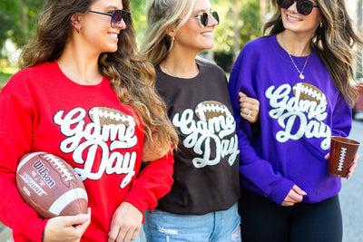 Football 'Game Day' Letter Patch Crewneck Sweatshirt - United Monograms