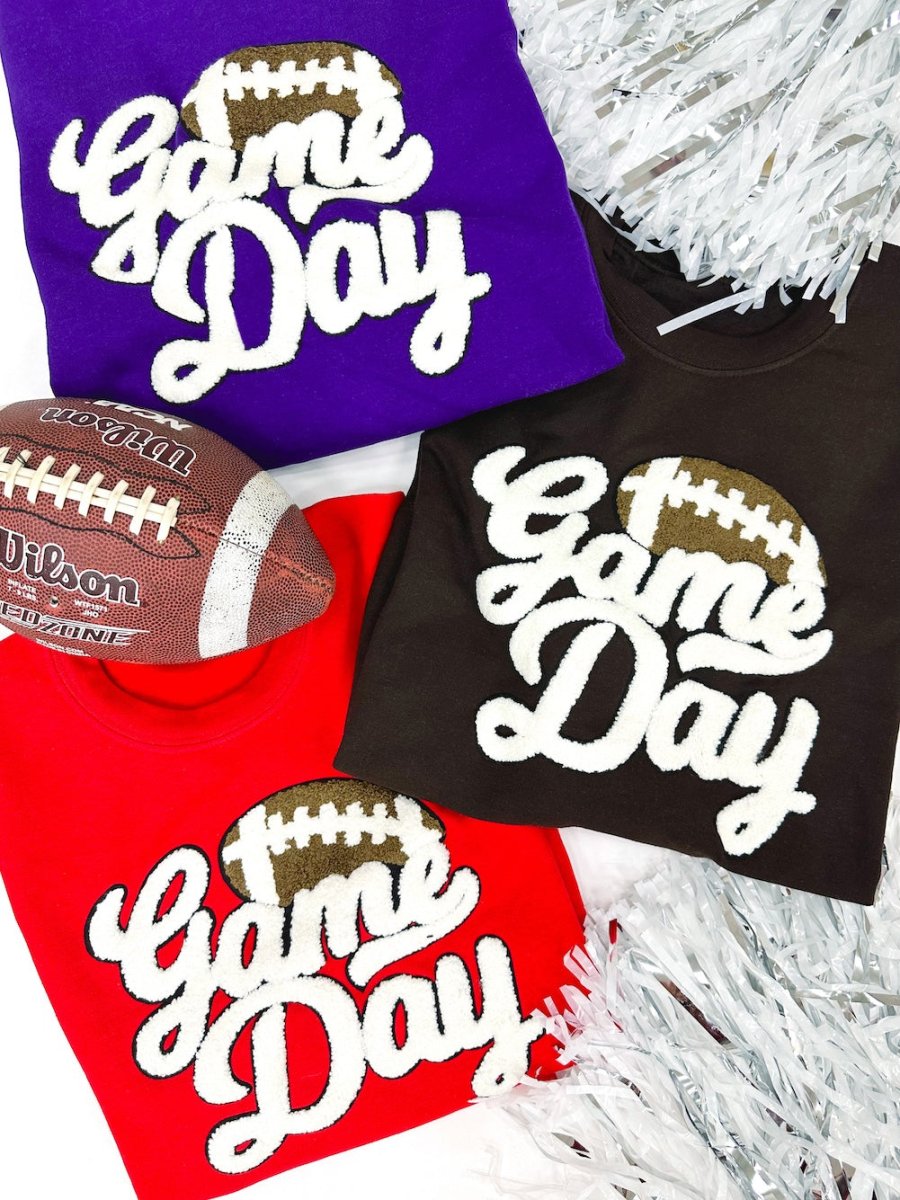 Football 'Gameday' Letter Patch Crewneck Sweatshirt - United Monograms