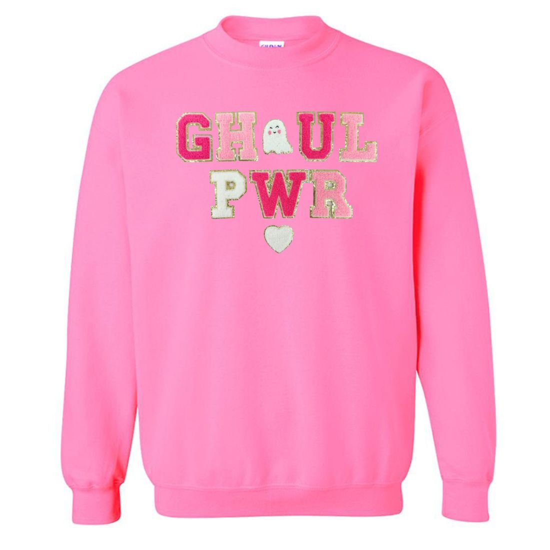 'Ghoul Pwr' Letter Patch Crewneck Sweatshirt - United Monograms