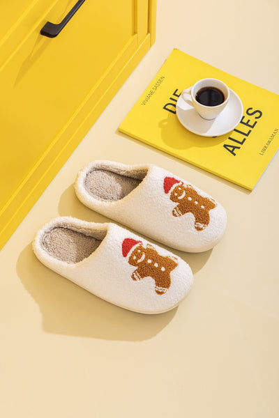 Gingerbread Man Plush Christmas Slippers - United Monograms