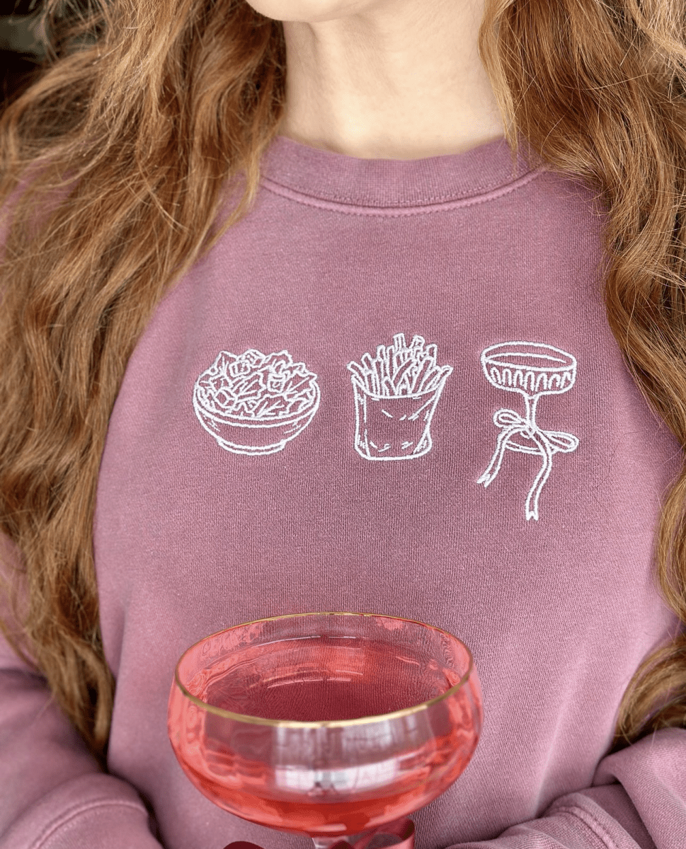 'Girl Dinner' Embroidered Cozy Crew - United Monograms