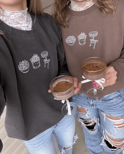 'Girl Dinner' Embroidered Cozy Crew - United Monograms