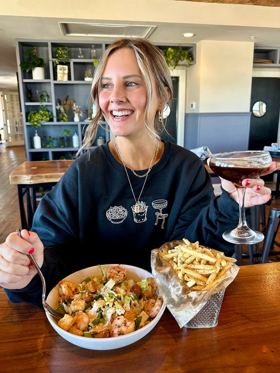 'Girl Dinner' Embroidered Crewneck Sweatshirt - United Monograms